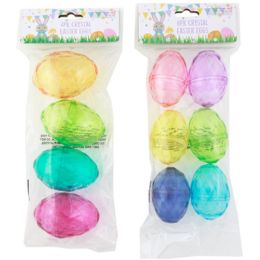 24 pieces of Easter Eggs Crystal Diamond 4pk Lg Or 6pk Med Asst Trans Tint Colors Easter Insert Hdr