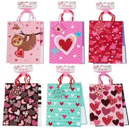 24 pieces Gift Bag 2pk Valentine Medium 7.1x4x8.9in 6ast Combos Val Barbell Hdr - Valentine Gift Bag's