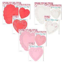 72 pieces Doilies Heart Shape 30/24/16pk Red/pink/white 9ast Pb/insert6in/8in/10in - Valentine Decorations
