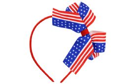 60 Pieces Headband With Usa Flag Bow - 4th Of July
