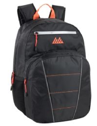 24 Pieces 18-Inch Reflective Strip Backpack W Laptop Sleeve - Black - Backpacks 15" or Less