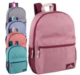 24 Pieces 18 Inch Trailmaker Girl's Assorted Colors Backpack With Side Mesh Pocket - 5 Patel Colors - Backpacks 15" or Less
