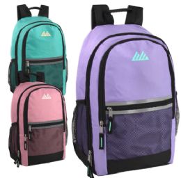 24 Pieces 18-Inch Multi - Pocket Reflective Backpack - 3 Colors - Backpacks 18" or Larger