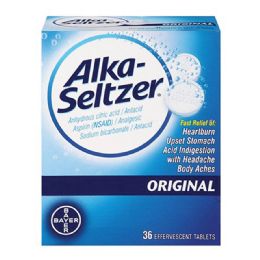 36 Pieces Alka Seltzer Antacid Aspirin 2 Ct Original Box - Pain and Allergy Relief