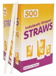 12 Pieces Pride Drinking Straw 500 Ct Individually Wrapped Clear - Straws and Stirrers