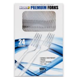 48 Wholesale Dispozeit Plastic Cutlery 24 Ct Heavy Duty Fork Boxed