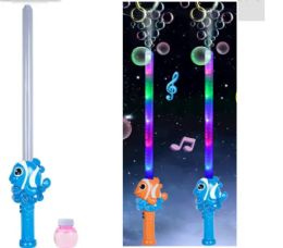 12 Pieces Fish Bubble Stick With Lights & Sound - 25" - Bubbles
