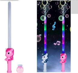 12 Pieces Unicorn Bubble Stick With Lights & Sound - 25" - Bubbles