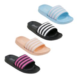 48 Pairs Girl's Stripe Sandal Assorted - Girls Slippers