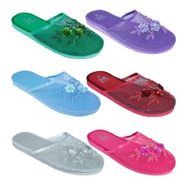 96 Pairs Women's Floral Mesh Slipper Assorted - Women's Slippers