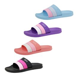 40 Pairs Women's Tri Color Slide Assorted - Women's Slippers