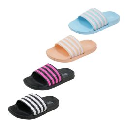 40 Pairs Women's Stripe Slide Assorted - Women's Slippers