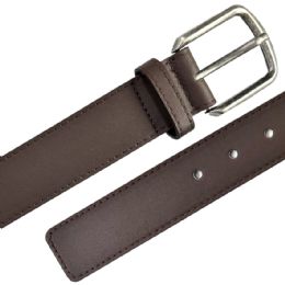 12 Wholesale Belt for Men Plain Dark Brown with Square Tip Mixed Sizes