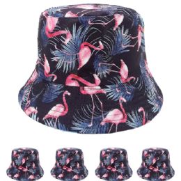 12 of Flamingos Print Reversible Bucket Hat