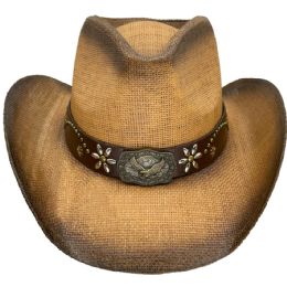 12 of Paper Straw Eagle Band Brown Cowboy Hat
