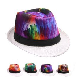 12 of Multicolor Hawaiian Style Trilby Fedora Hat Set