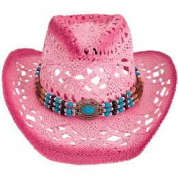12 of Pink Cowboy Hat with Turquoise Beaded Band
