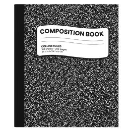 Black Marble Composition Notebook - CollegE-Ruled, 7.5 X 9.8 Inches, 100 Sheets
