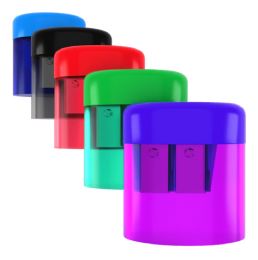 500 of 2HOLE SHARPENER with RECEPTACLE Assorted COLORS BULK PACKAGE