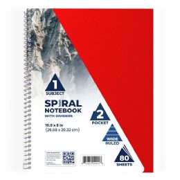 36 of Poly Cover 1 Subject Notebook 80 Shts W/ 2 Pocket Wide Ruled Asst. Colors