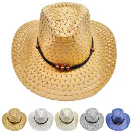 12 of Baby Kid's Straw Cowboy Sun Summer Hat Set with Ear Flaps