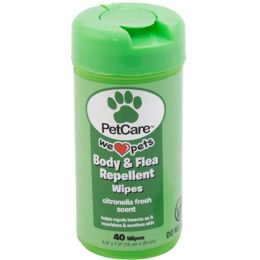 24 pieces Pet Wipes 40ct Body & Flea Repellant Citronella Scent Pet Care - Pet Grooming Supplies