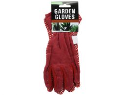 60 Wholesale Red And Green Adult Garden Gloves With Safety Grip Dots