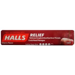 20 Pieces Halls Cherry Cough Drops - Pain and Allergy Relief