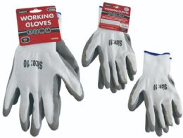 144 Wholesale Rubber Grip Cotton Work Gloves