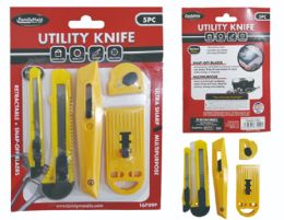 96 Pieces 5-Piece Utility Knife Set In Black And Yellow - Box Cutters and Blades