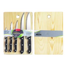 12 Pieces 6pcs Woden Cuting Bord W/ Knives Set - Kitchen Knives