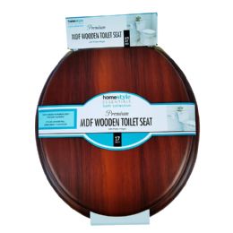 6 of 17in Cherry Wood Toilet Seat