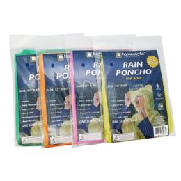 96 Wholesale Adult Peva Rain Poncho Asst