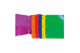 48 Pieces 2-Pocket Poly Portfolio 3 Hole Translucent Colors - Folders and Report Covers