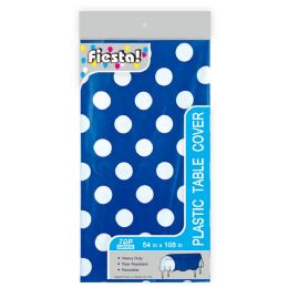 48 Wholesale Table Cover Colorful Polka Dot Blue