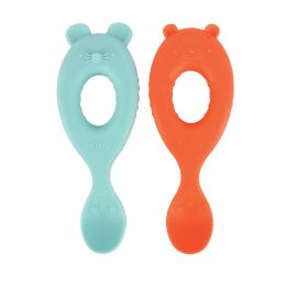24 Bulk Nuby 2-Pack Silicone Easy Grip Spoons: Mouse And Bear