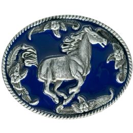 36 Wholesale Blue Colored Horse Figure Belt Buckle