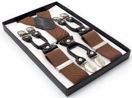 36 pieces Brown suspenders with six-clip for Adults - Suspenders