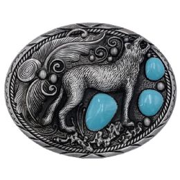 36 Wholesale Howling Wolf Belt Buckles with Turquoise Beads