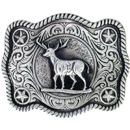 36 Wholesale Western Deer Belt Buckles Silver Design