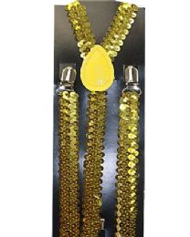 36 Pieces Sparkling Yellow Suspender - Suspenders