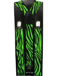 36 Wholesale Neon Green Pattern Suspender