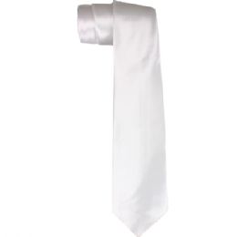 36 Pieces Plain White Slim Tie - Neckties