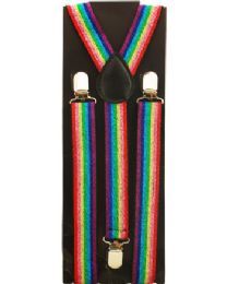 36 Pieces Rainbow Adult Suspender - Suspenders