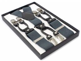 12 of Gray Suspenders With SiX-Clip For Adults