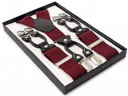12 of Burgundy Suspenders With SiX-Clip For Adults
