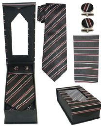 36 of Striped Black Necktie Set
