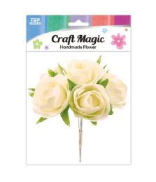 600 Pieces 6-Piece satin flower beige 2.5cm - Craft Stems