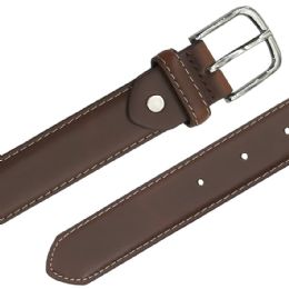 12 of Brown Belts White Stitched Leather for Kids Mixed sizes