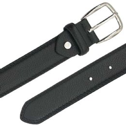 12 Wholesale Dress Belts Stitched Black Leather for Kids Mixed sizes